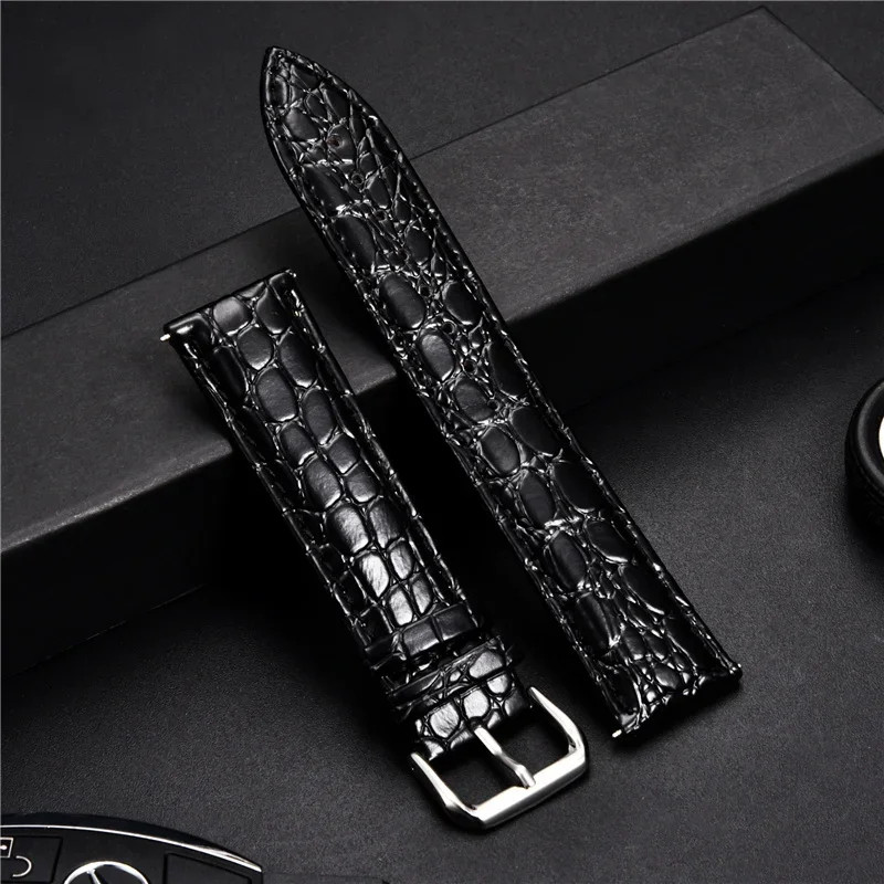Leather Watch Strap Croco Pattern Soft & Casual Business-Band 18/20/22/24mm