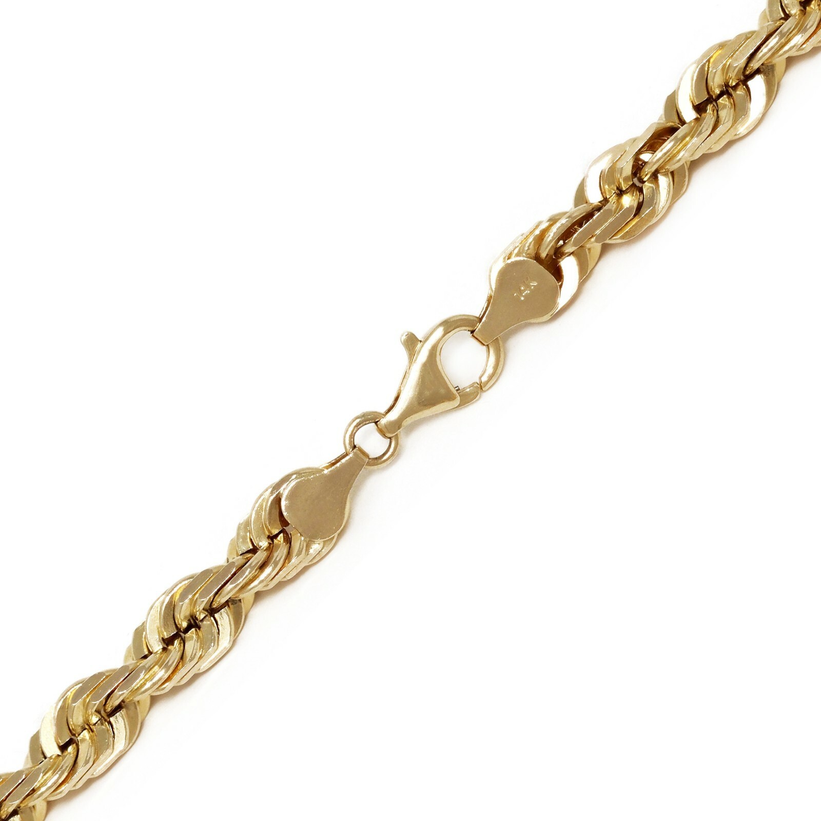 14k Yellow Gold Solid Diamond Cut Rope Chain Necklace 18″ 1.5mm to 4mm