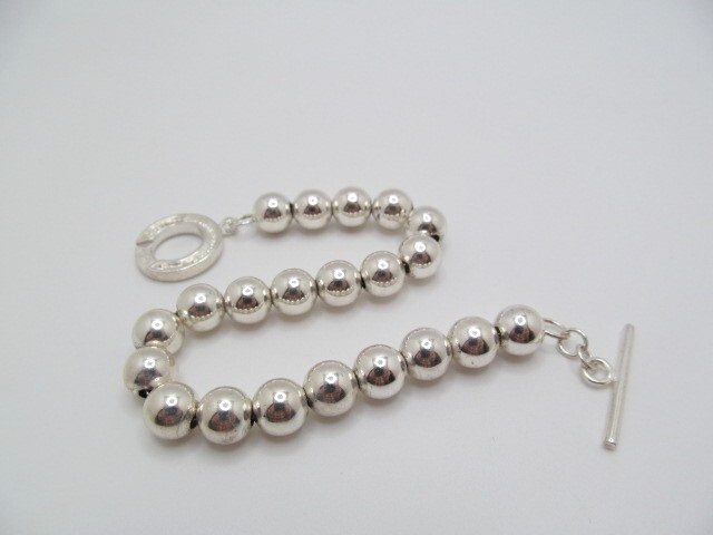925 Sterling Silver Round Ball Bead 8.25mm Chain Toggle Bracelet 8.25 In