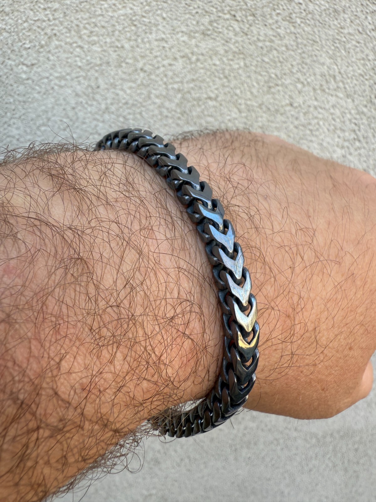 Handmade Mens Franco Bracelet Black Rhodium Over Real 925 Silver Box Lock 6mm