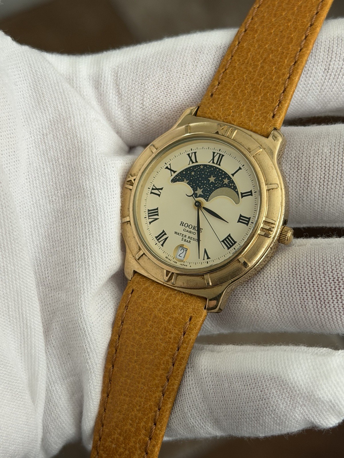 Rare Vintage Casio Rookie RKT-5015 Moon Phase Men’s Classic Dress Watch JDM 80s