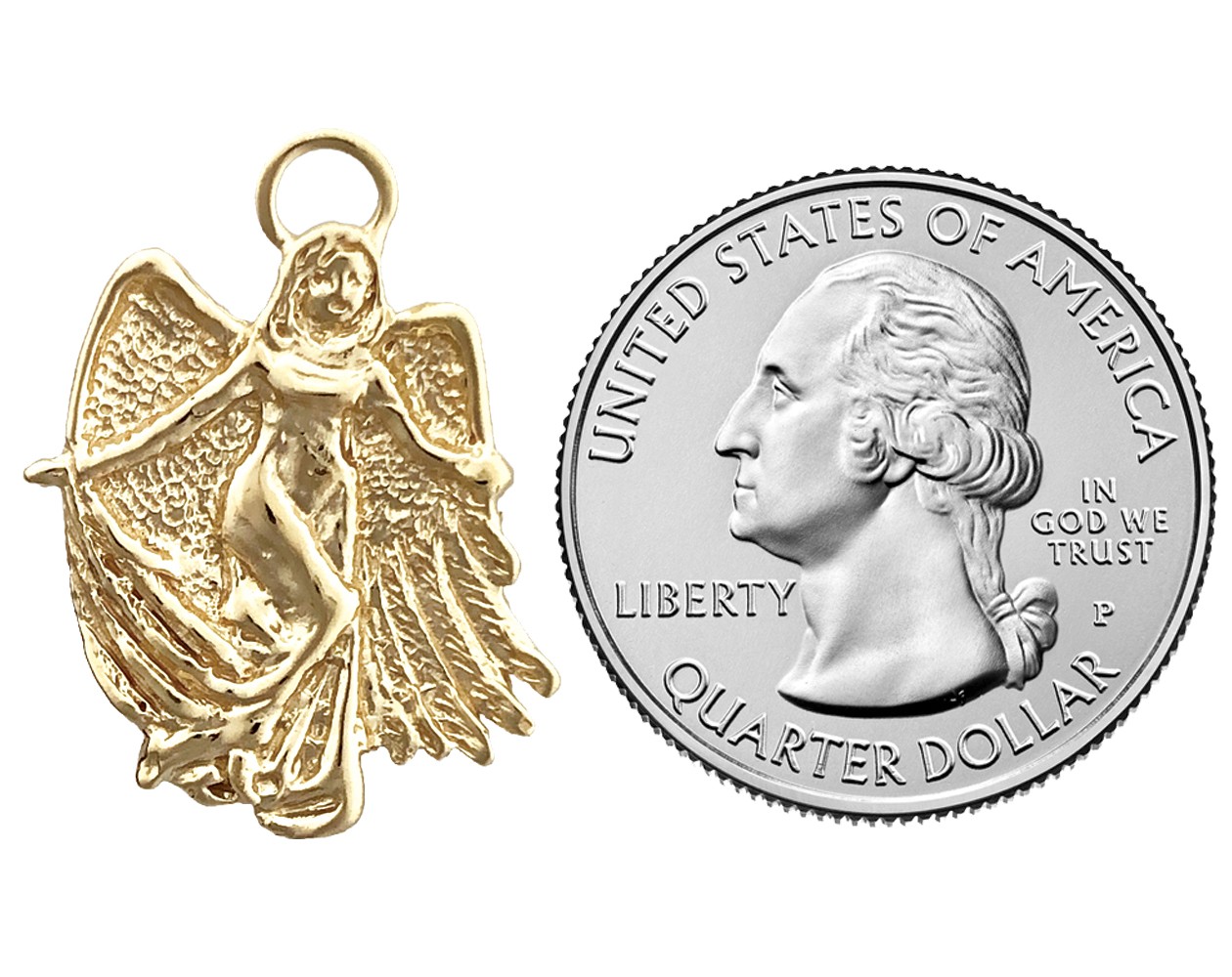 14K Gold Guardian Angel Pendant