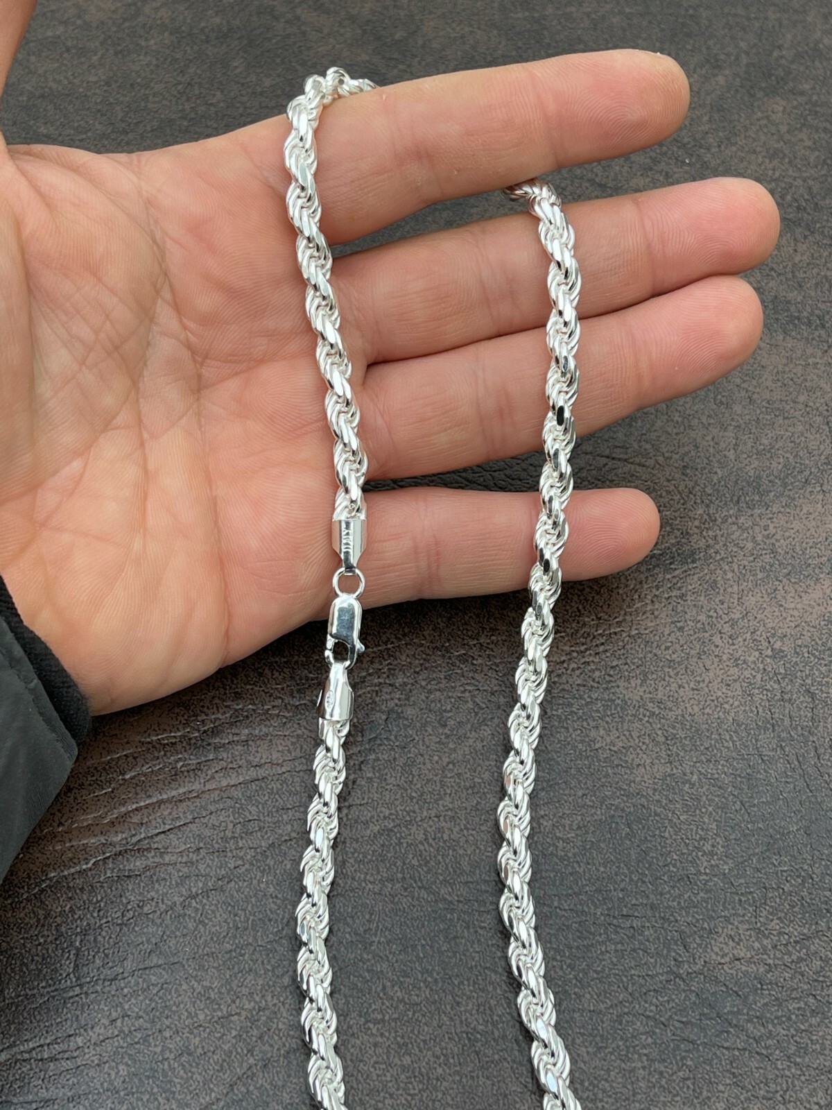 Men’s Rope Chain Real Solid 925 Sterling Silver Necklace 6mm 18″-30″ ITALY MADE