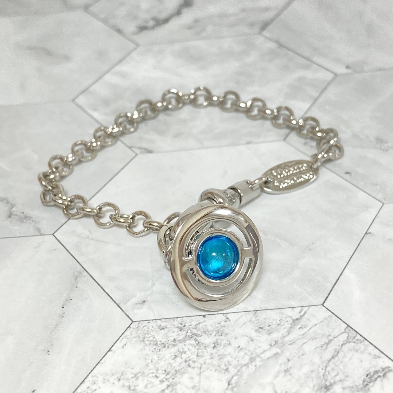 Vivienne Westwood Bracelet Petite Orb 17cm Silver Light blue sky Multi w/Pouch