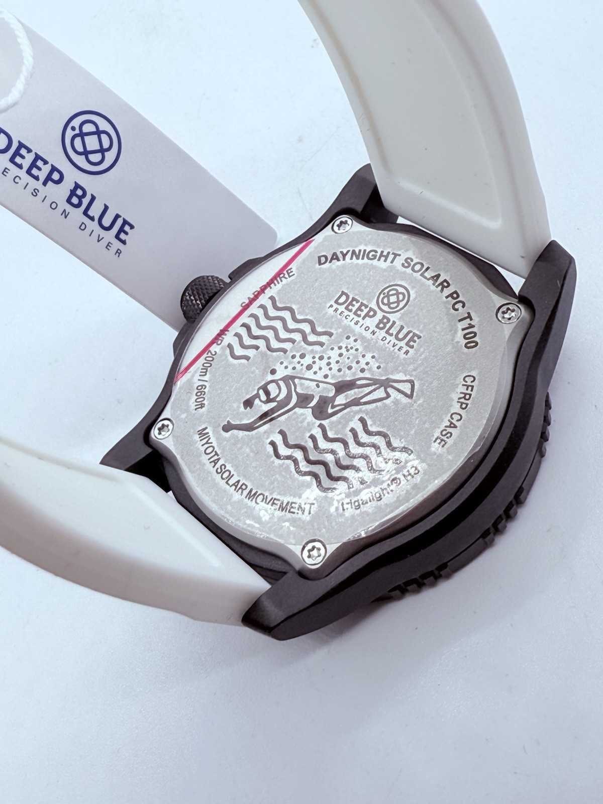 Deep Blue DAYNIGHT 43MM DIVER SOLAR POWERED PC WHITE DIAL 3 COLOR TUBES‼️