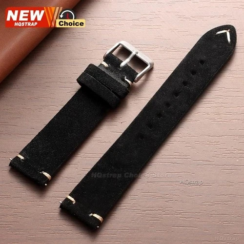 16 18 19 20 21 22 MM Soft Suede Leather Vintage Strap Watch Band Quick Release