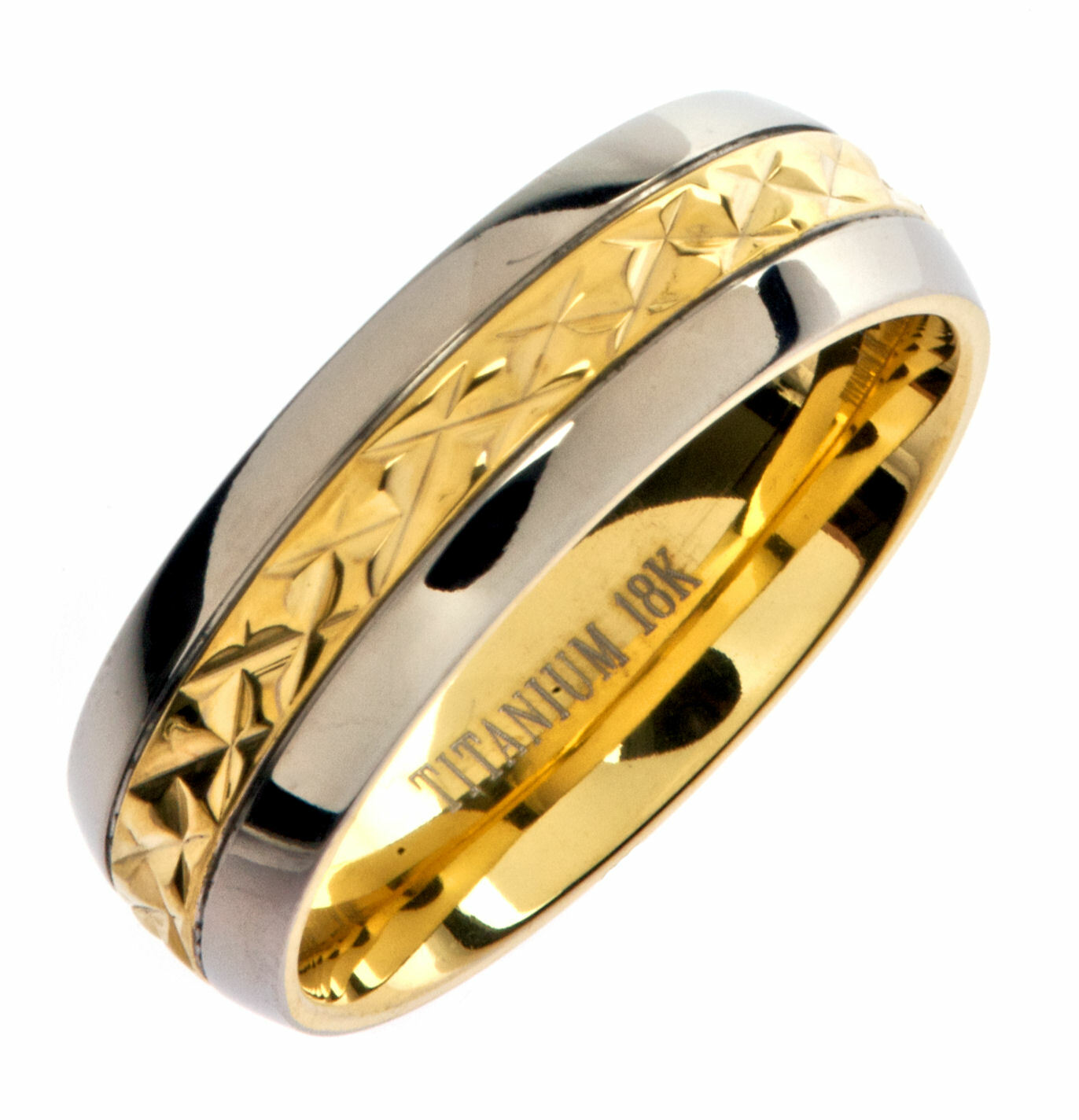 5mm or 7mm 18K Gold Plated Wedding Ring Grade 5 Titanium Band Comfort Fit Ring