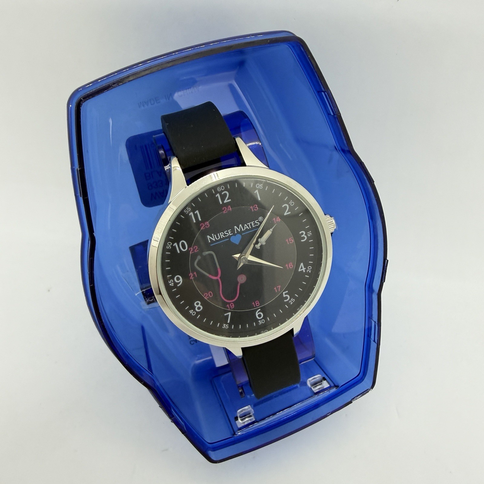 Nurse Mates Stethoscope nurse watch water-resistant silicone strap -Black
