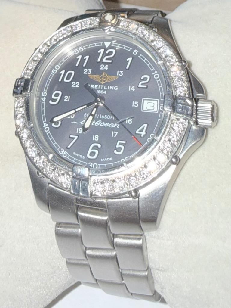 BREITLING MEN’S COLT OCEAN A64050 LAB GROWN DIAMOND QUARTZ WATCH