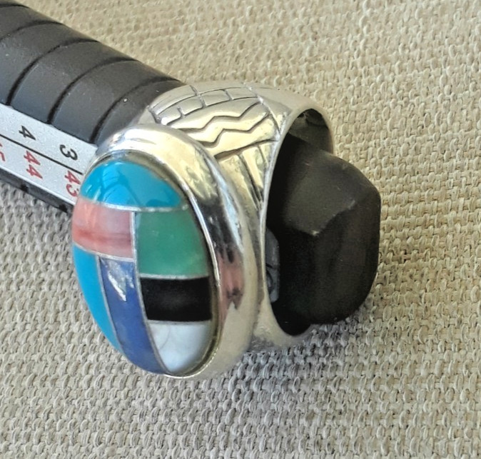 Carolyn Pollack 925 Sterling Silver Multistone Inlay Ring Size 15.4mm about 4.75