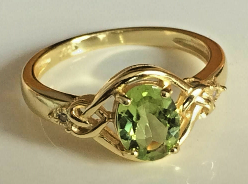 Peridot Ring Natural 8x6mm Solid Sterling Silver Sizes 6.5 to 10 US