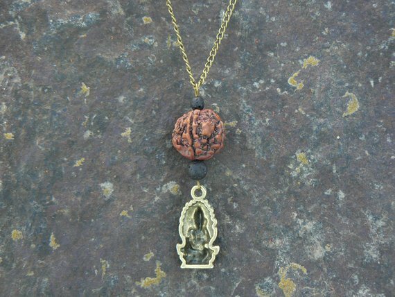 Ganesh Rudraksha pendant Hindu Shiva yoga prosperity necklace men women HANDMADE