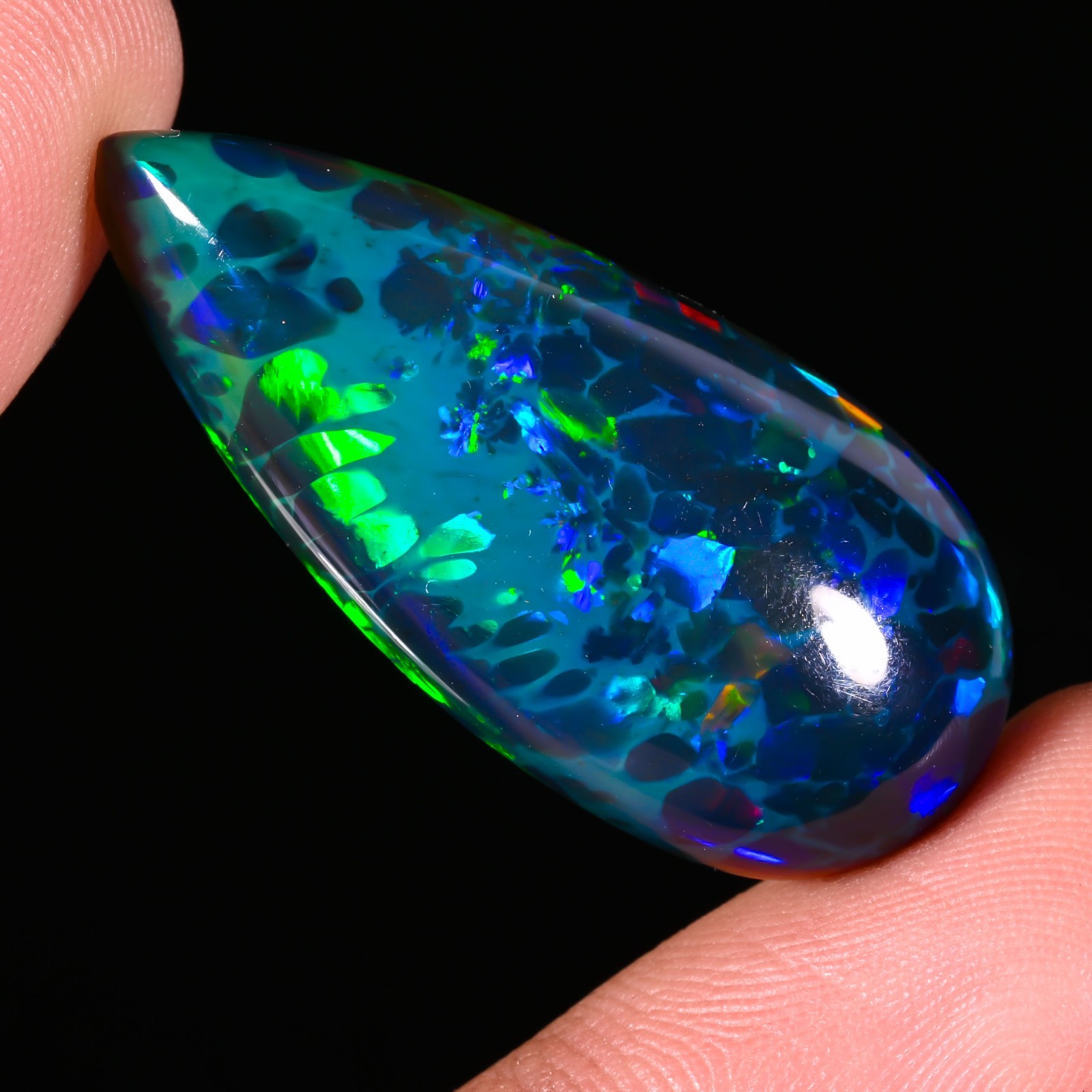 24.65 Ct. Ethiopian Honeycomb Welo Fire Opal Cabochon Loose Gemstone,35x16x10 MM