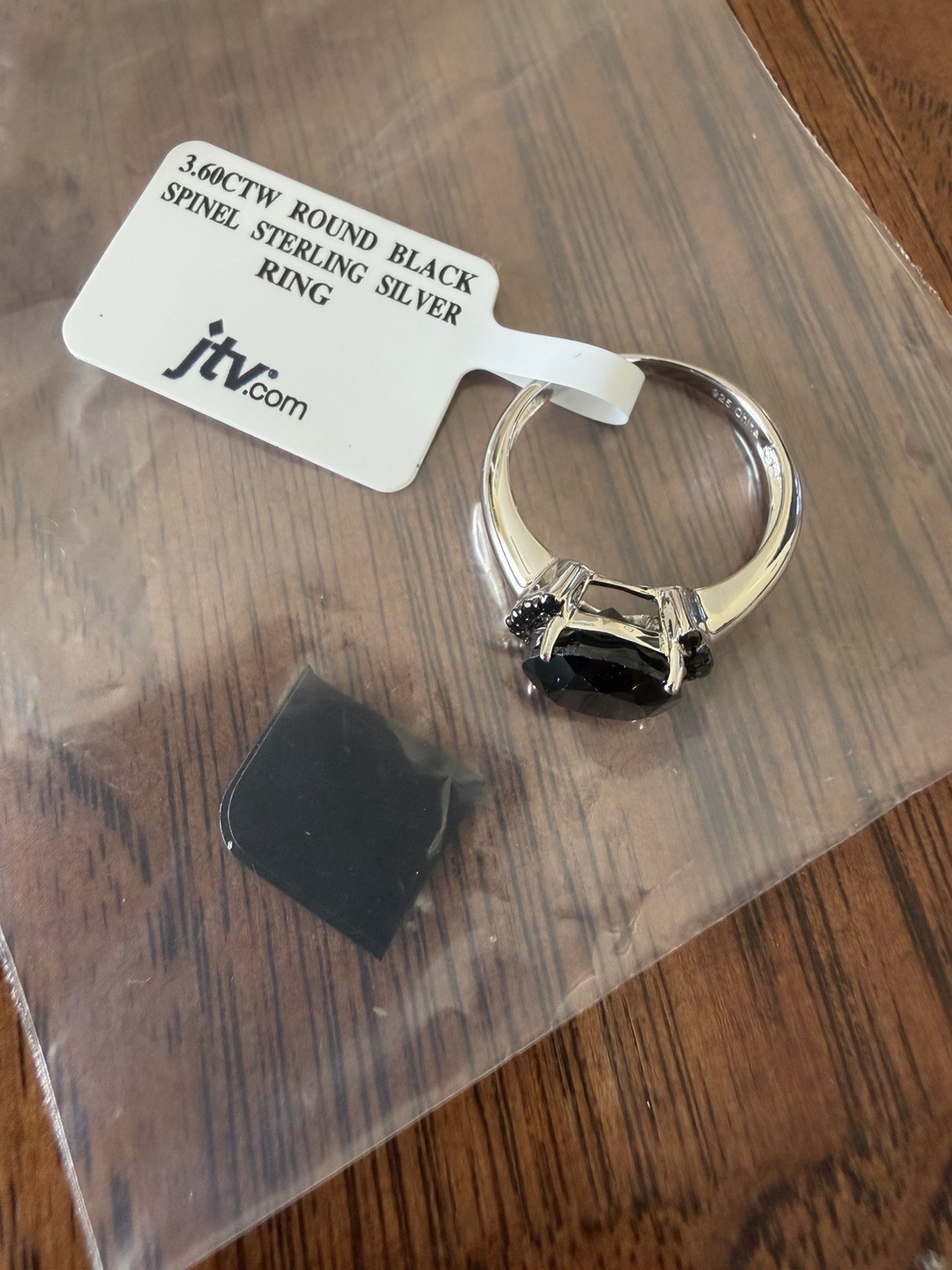 3.60 Tw Round Black Spinel Sterling Silver JTV size 6 NWT