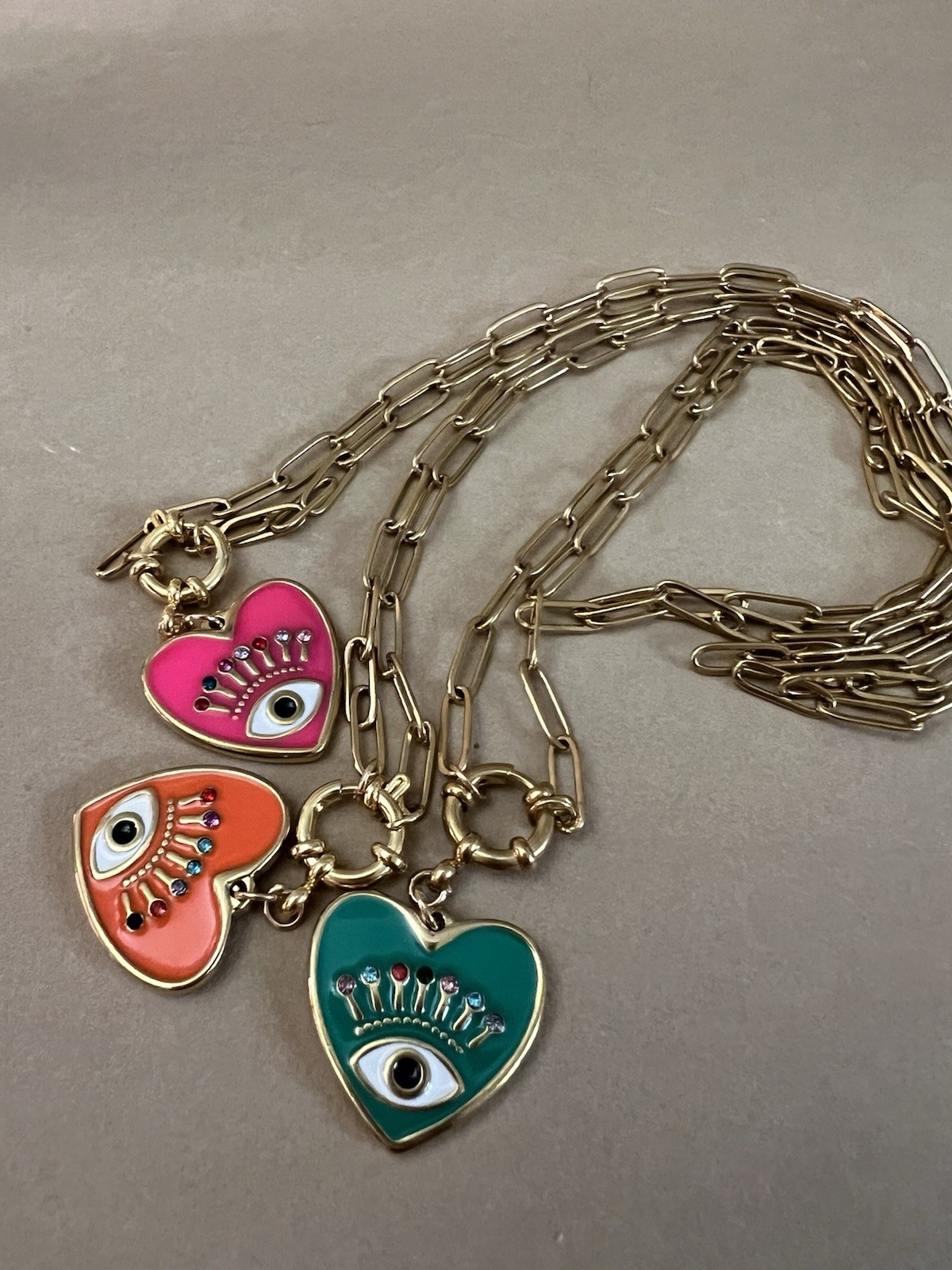 Heart Evil Eye Statement Chain Necklace – Elegant Protection Necklace
