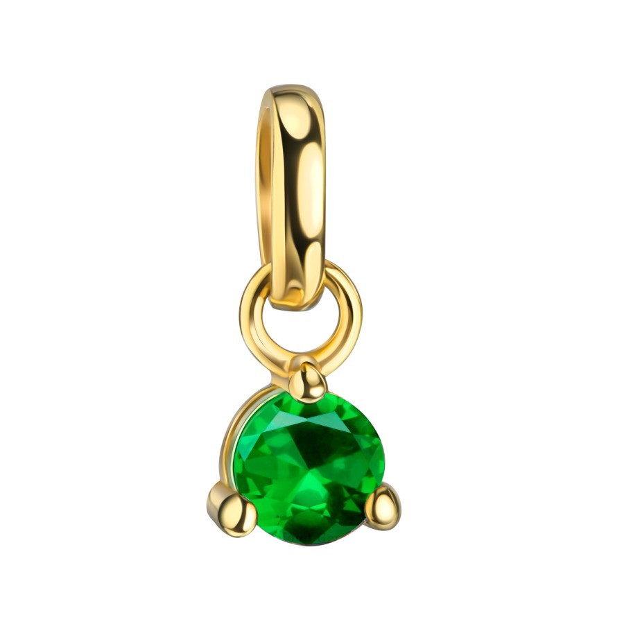 Pendant Emerald 585 Gold Birthstone Round 3mm