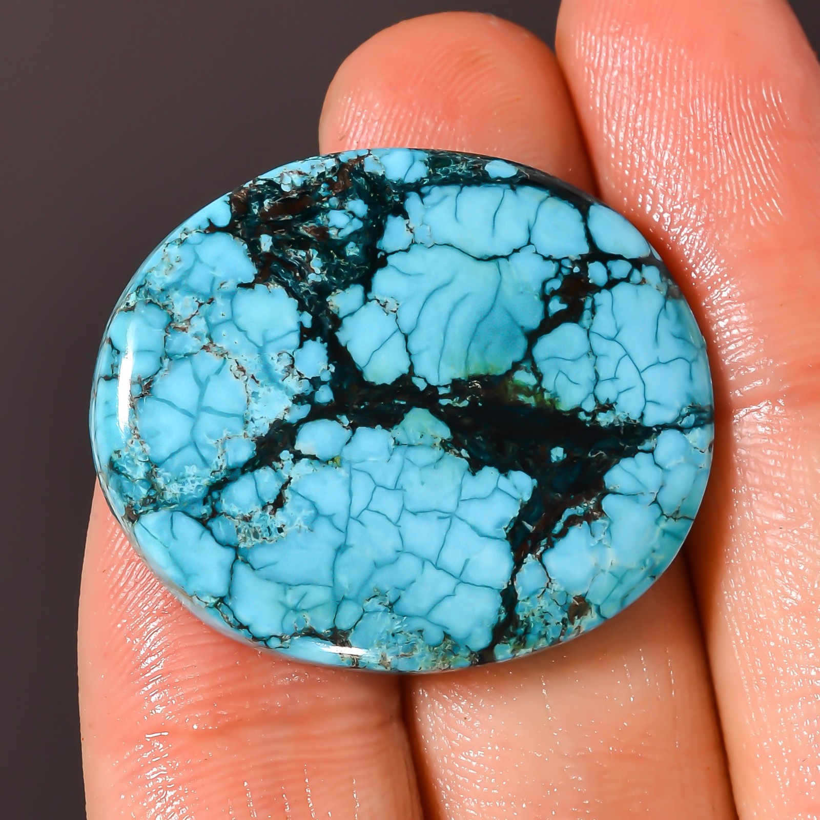40.55Cts Natural Tibet Turquoise Cabochon 25x30x5mm Oval Top Quality Loose Stone