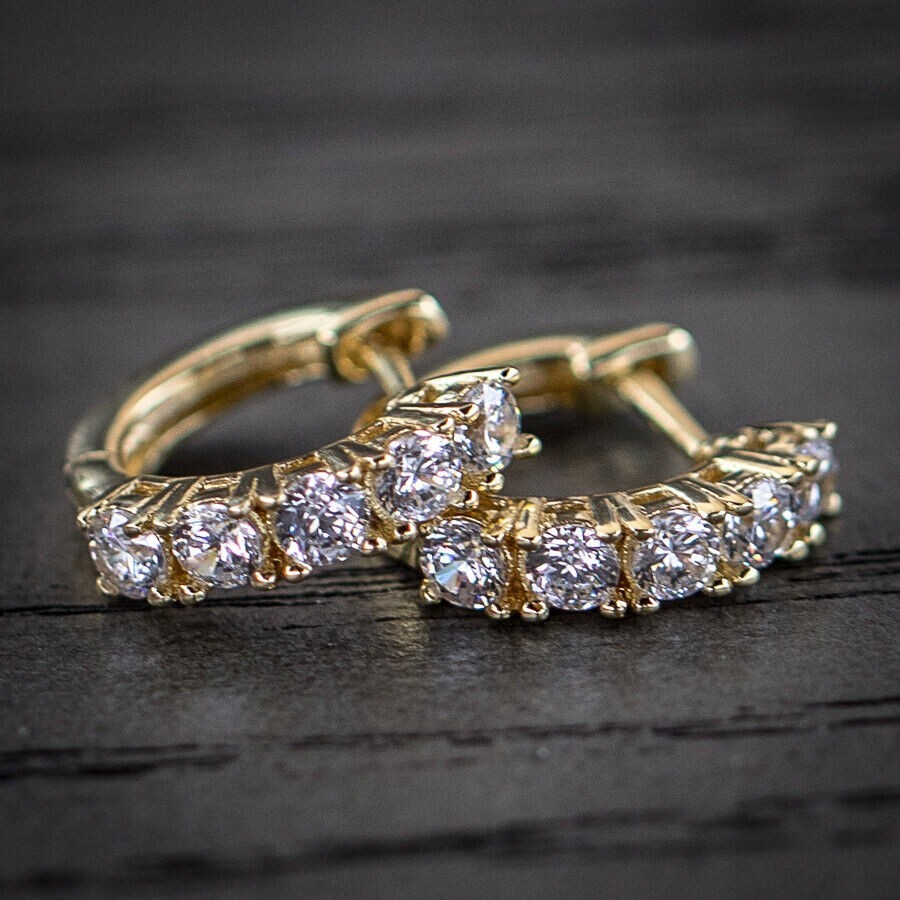 0.3CT Round Natural Diamond Clip On Men’s Hoop Earrings 14k Yellow Gold Certify