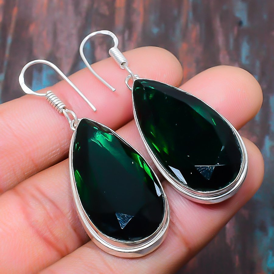 Chrome Diopside Gemstone Handmade Gift Jewelry Earring 2.05″ Y898