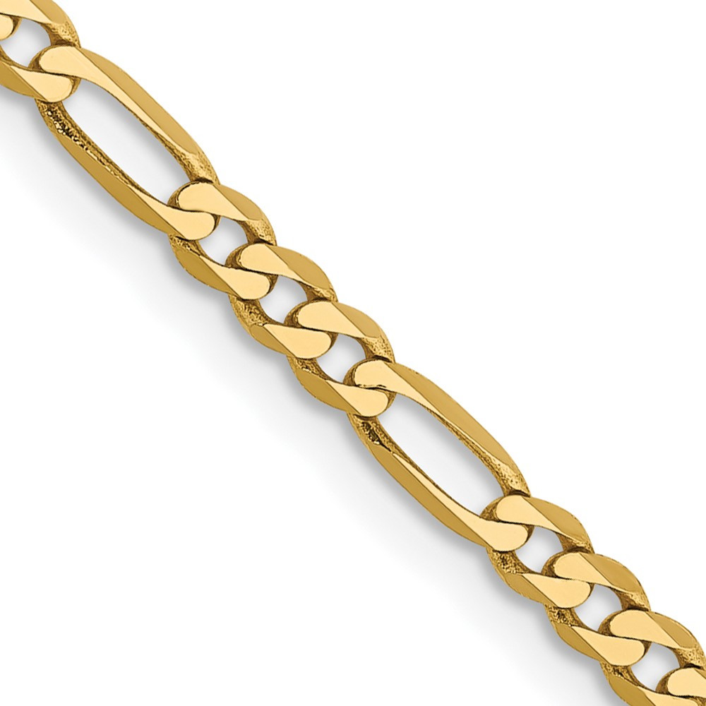 14k Yellow Gold 2.75mm Flat Figaro Link Chain Necklace 22 Inch