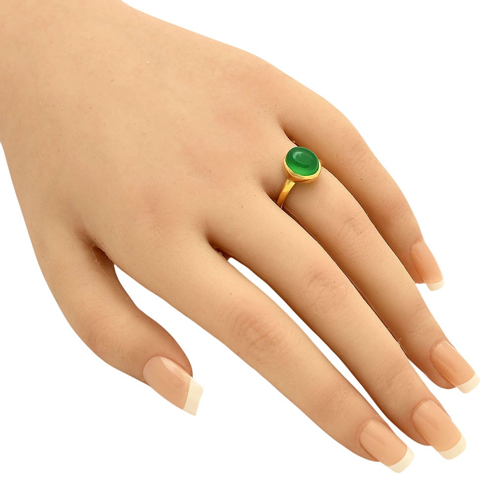18K Gold Over Brass Cabochon Birthstone Ring Jewelry – Elegant Minimal TGR1023