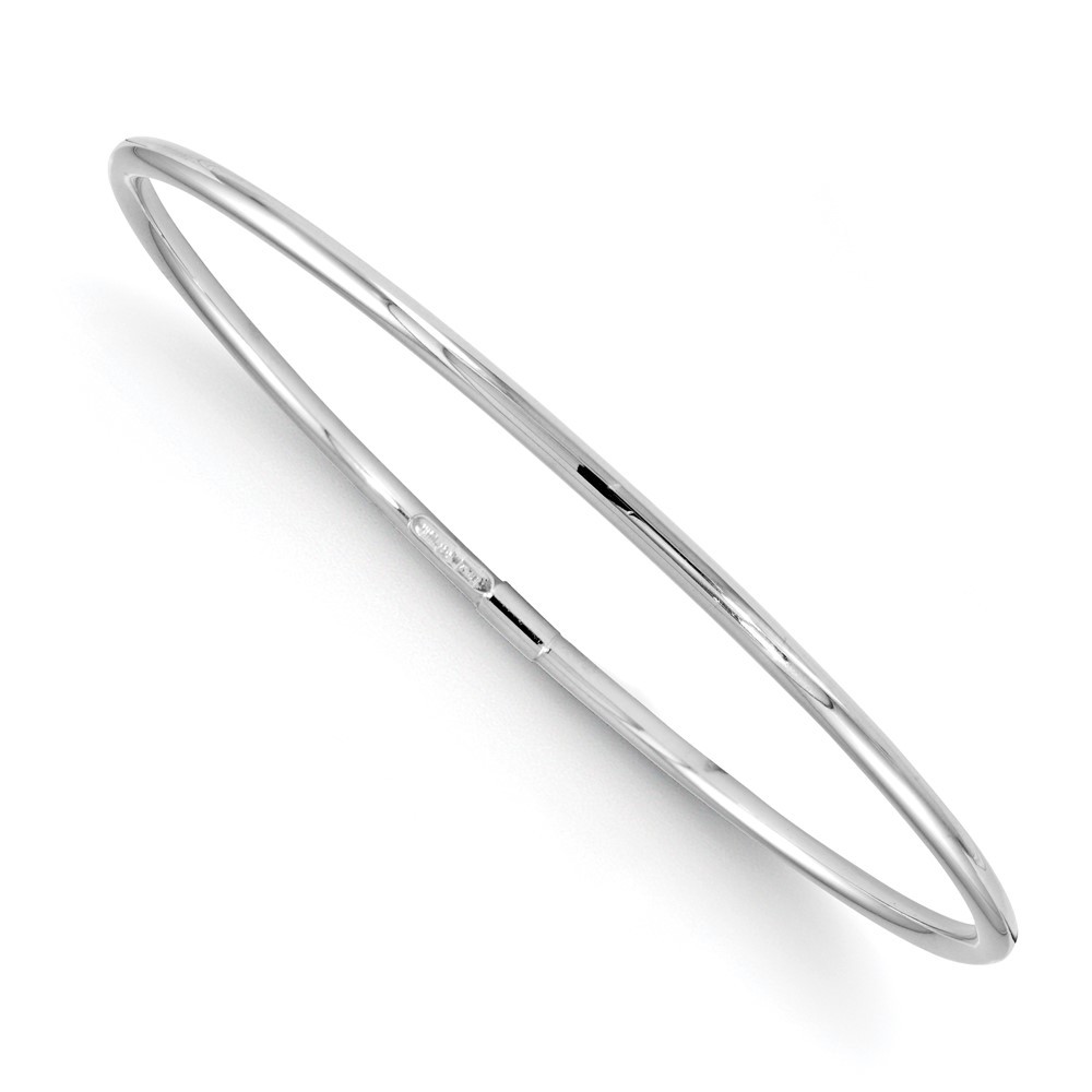 10K White Gold Slip-On Women Bangle Bracelet 8.25″