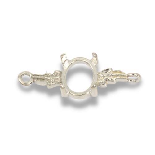 Oval Cabochon Leaf Design Bracelet Link