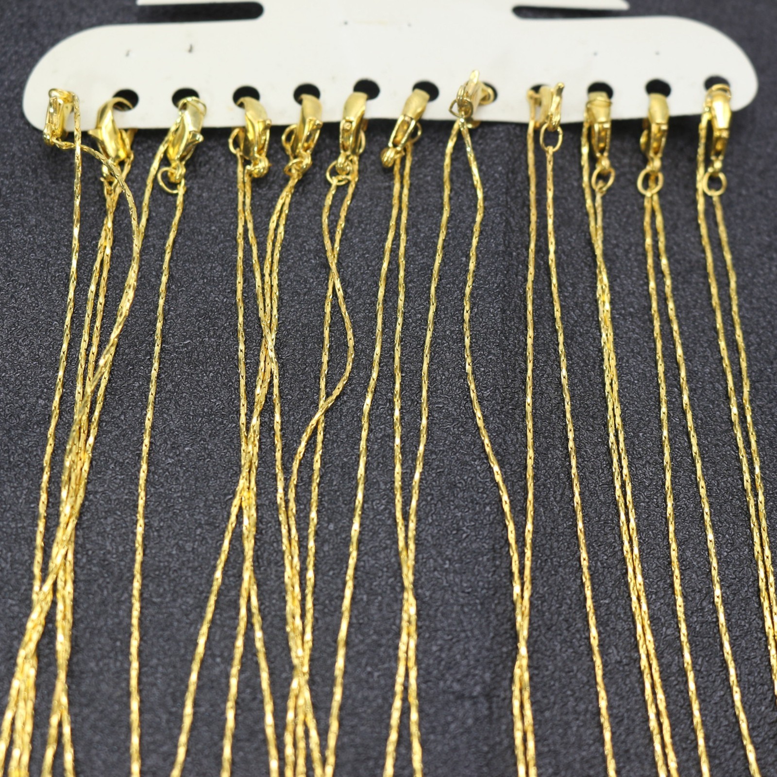 12 Golden Plated Link Snake Chain Finished Necklace 0.8mm 16″ with Lobster Clasp