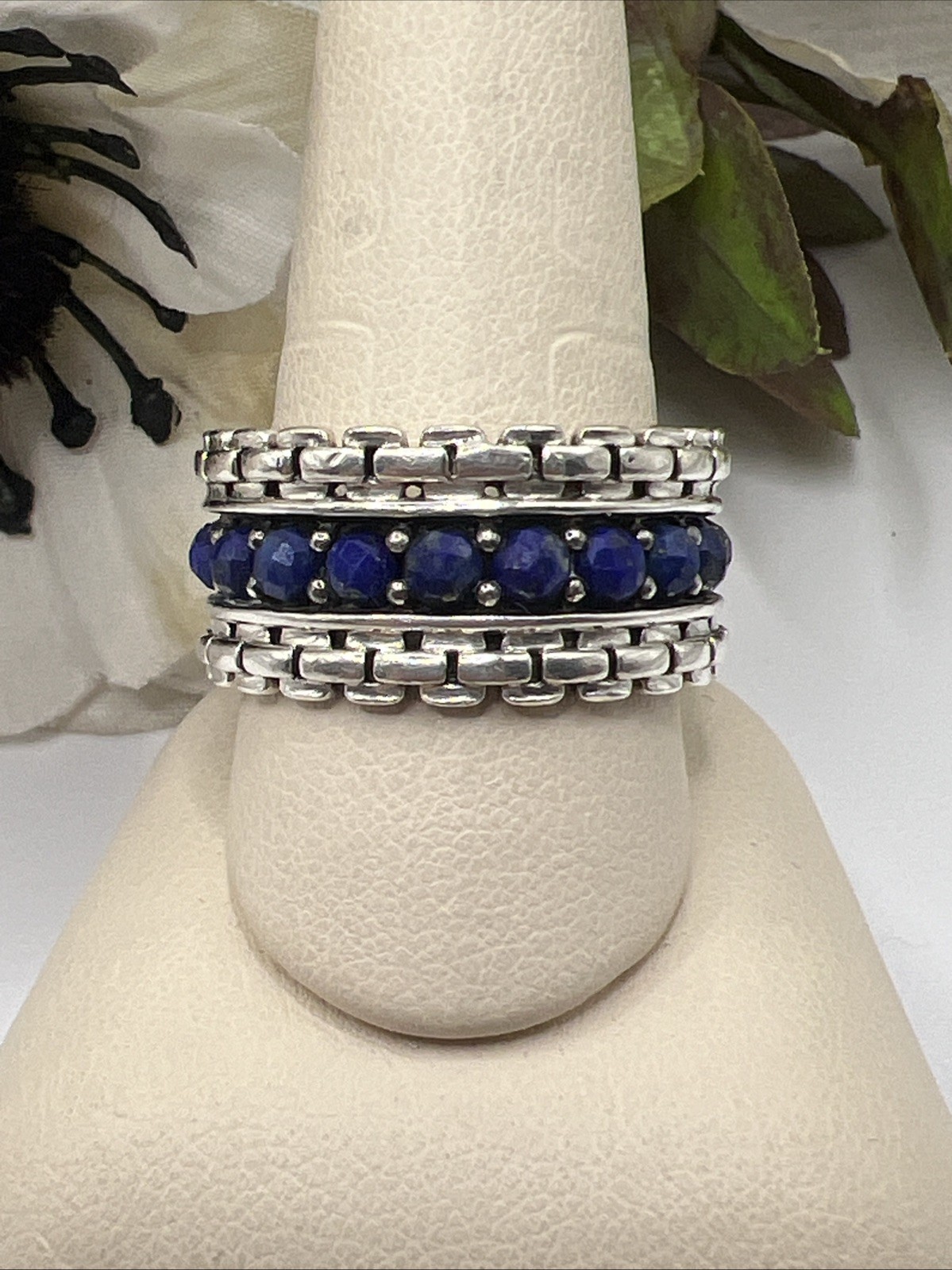JAI John Hardy Sterling Lapis Wide Eternity Band Ring Size 11