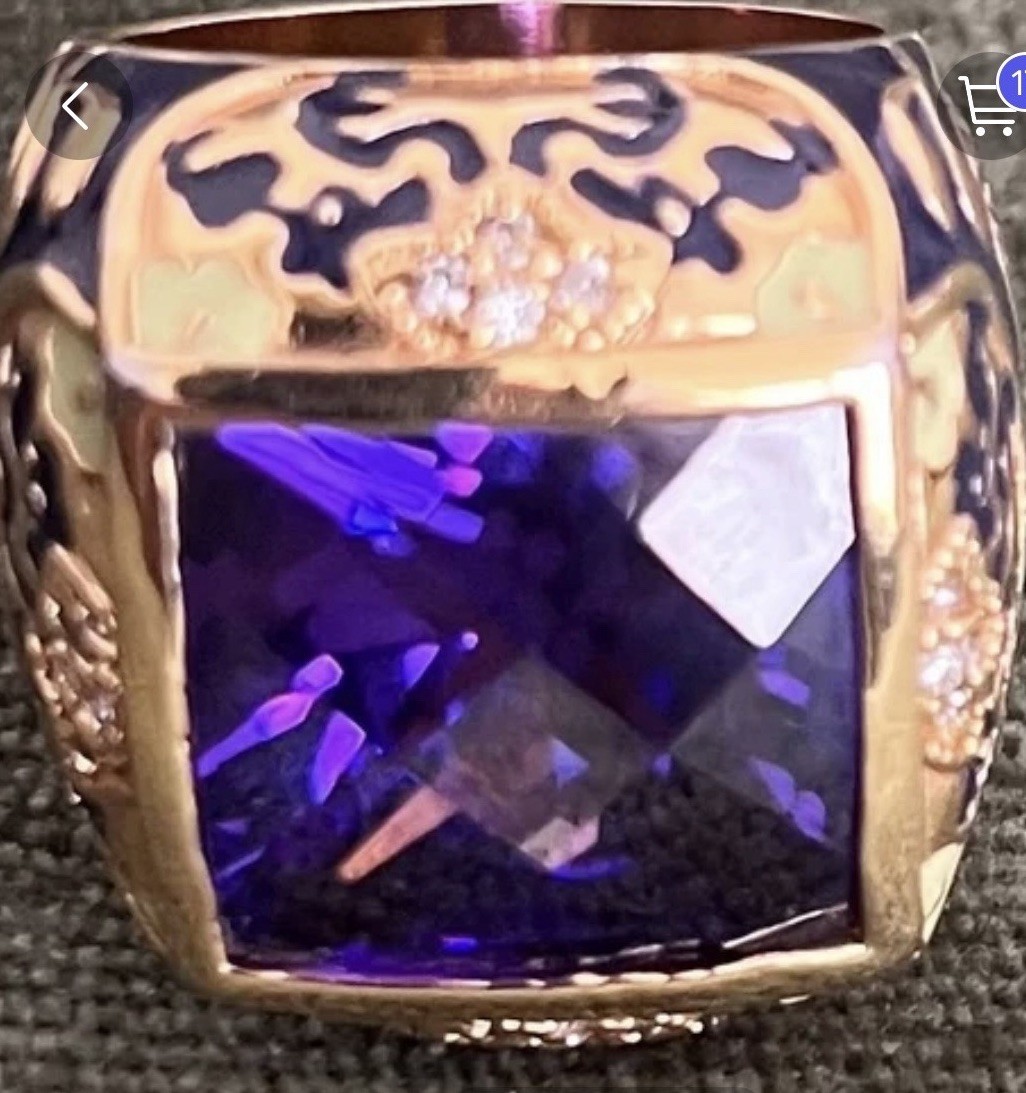 Amethyst Faux Large Fancy Ring Gorgeous