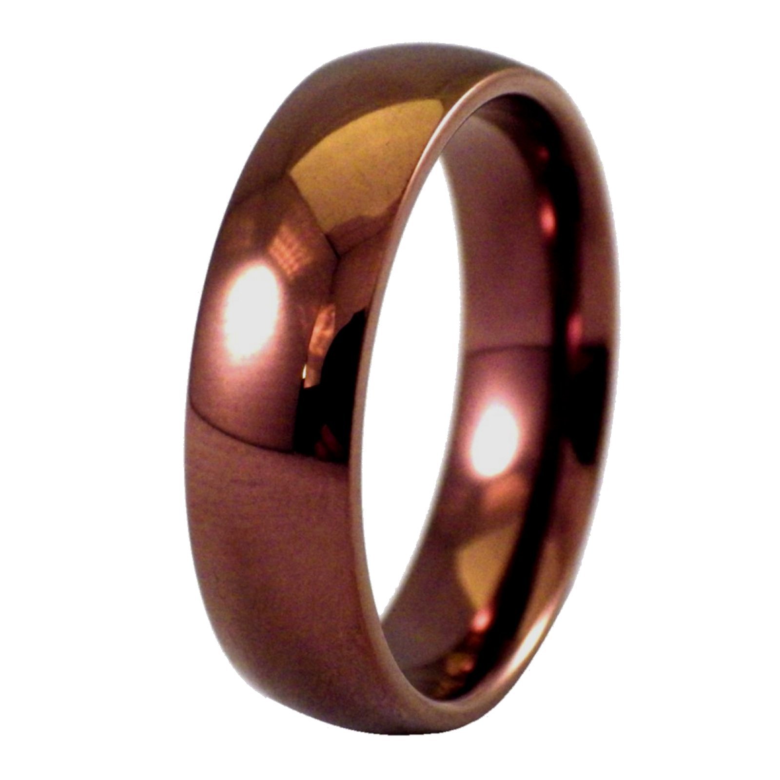 Coffee Ring Mens Womens Copper Color Stainless Steel Wedding Band Sizes 3-16 6mm