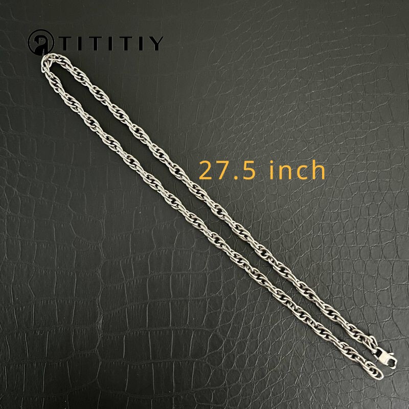 Pure Titanium Twisted Necklace Wide 7mm Anti Allergic 27.5 Inch Accessories Gift