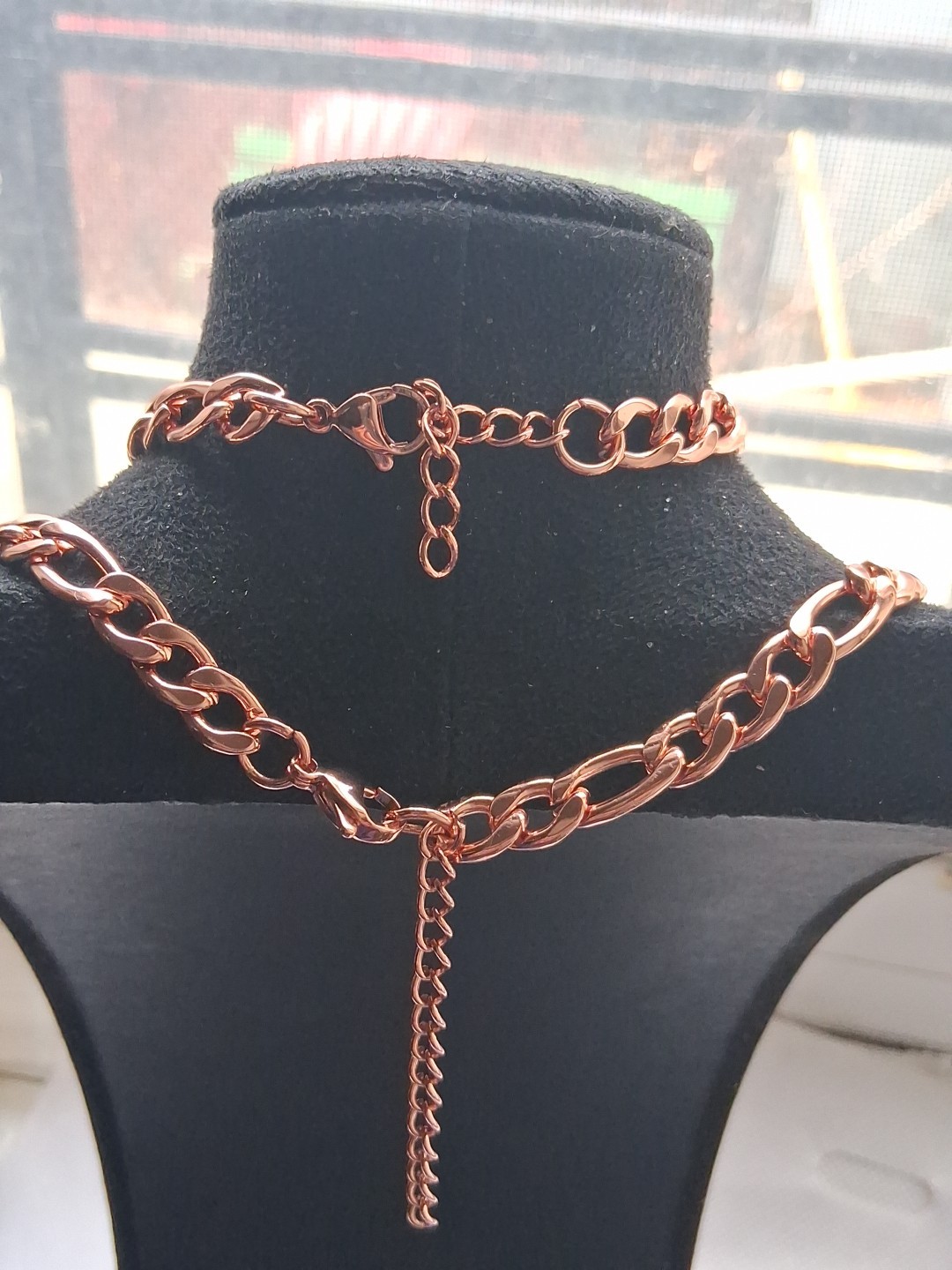 Curb Chain Choker Necklace 20-22 inches And Bracelet Set 7.50-9.0in) In lON