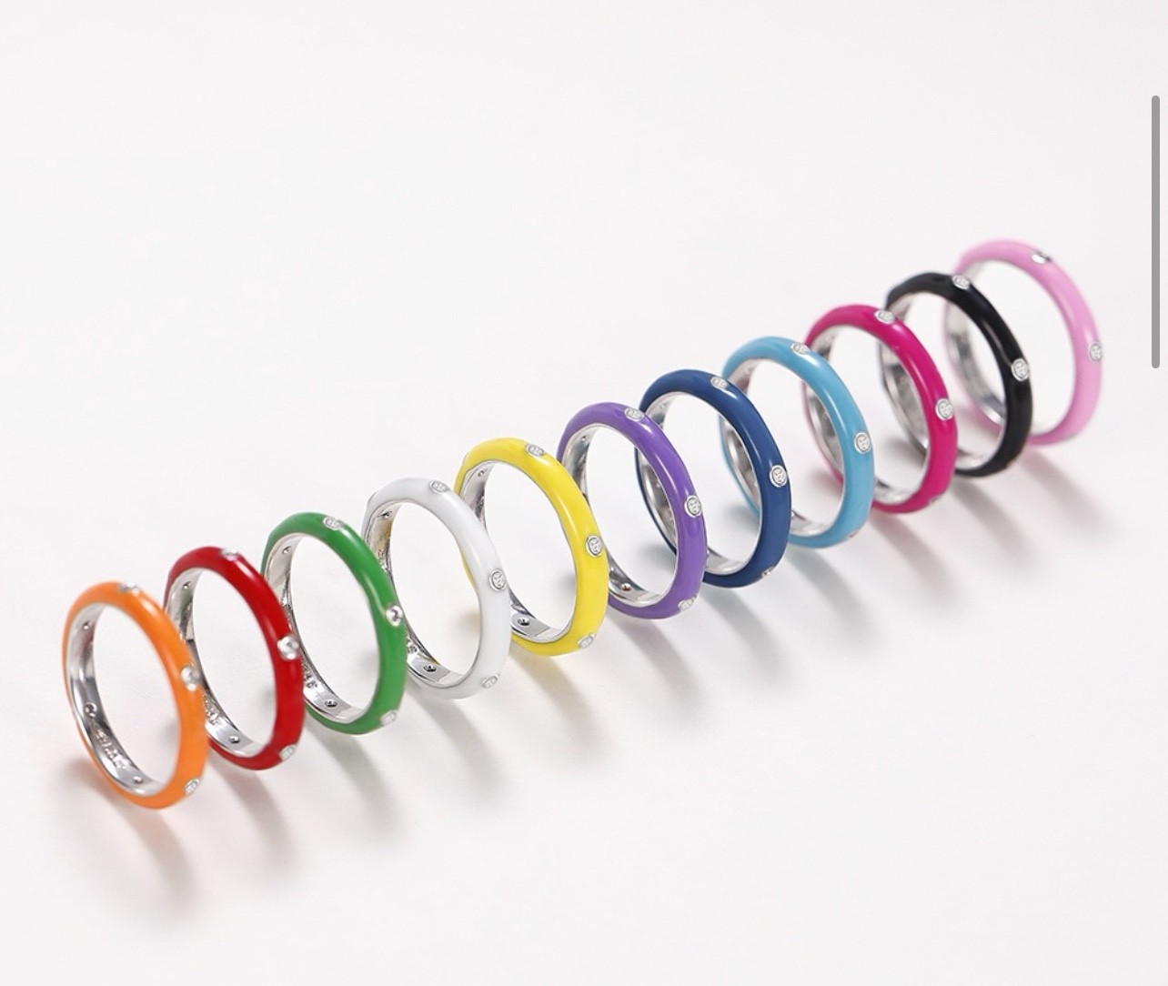 Stackable Enamel Ring with Stone Colorful Womens Fashion Ring Teens Gift Color