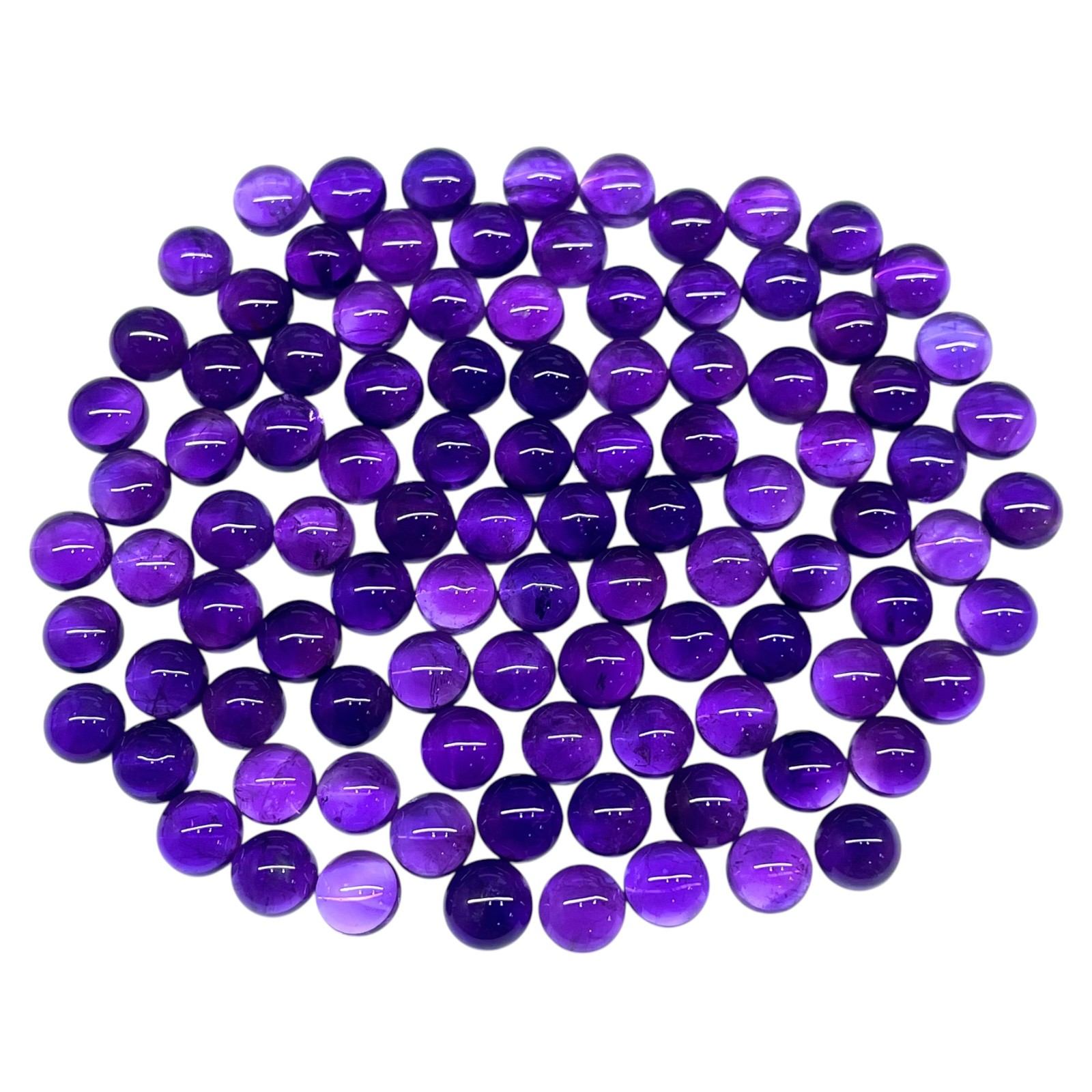 80 Pcs Natural Amethyst 7mm Round Cabochon Rich Purple Loose Gemstones Lot