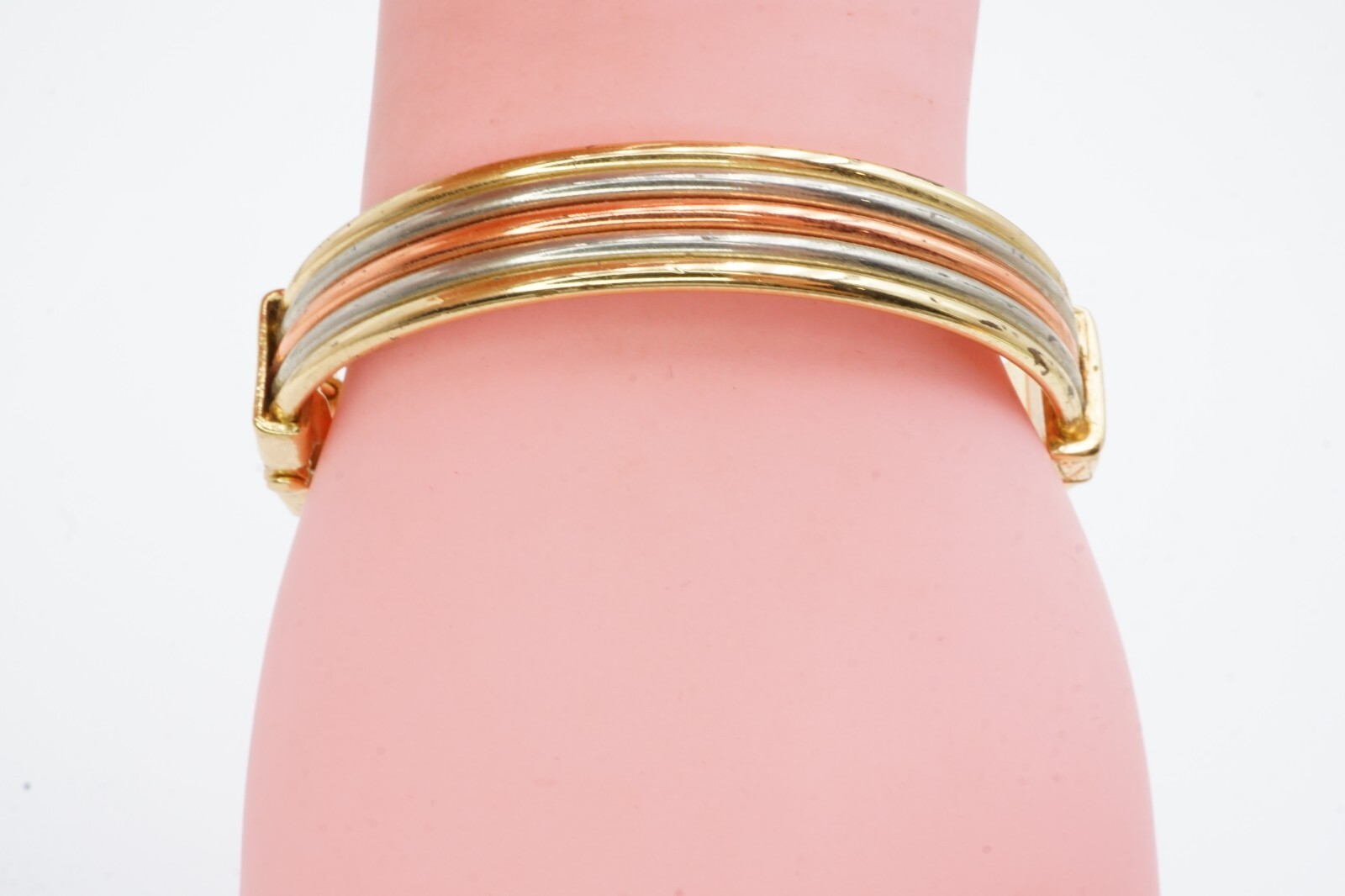 Vintage Bangle Bracelet Silver Gold Copper Tone 7.25″
