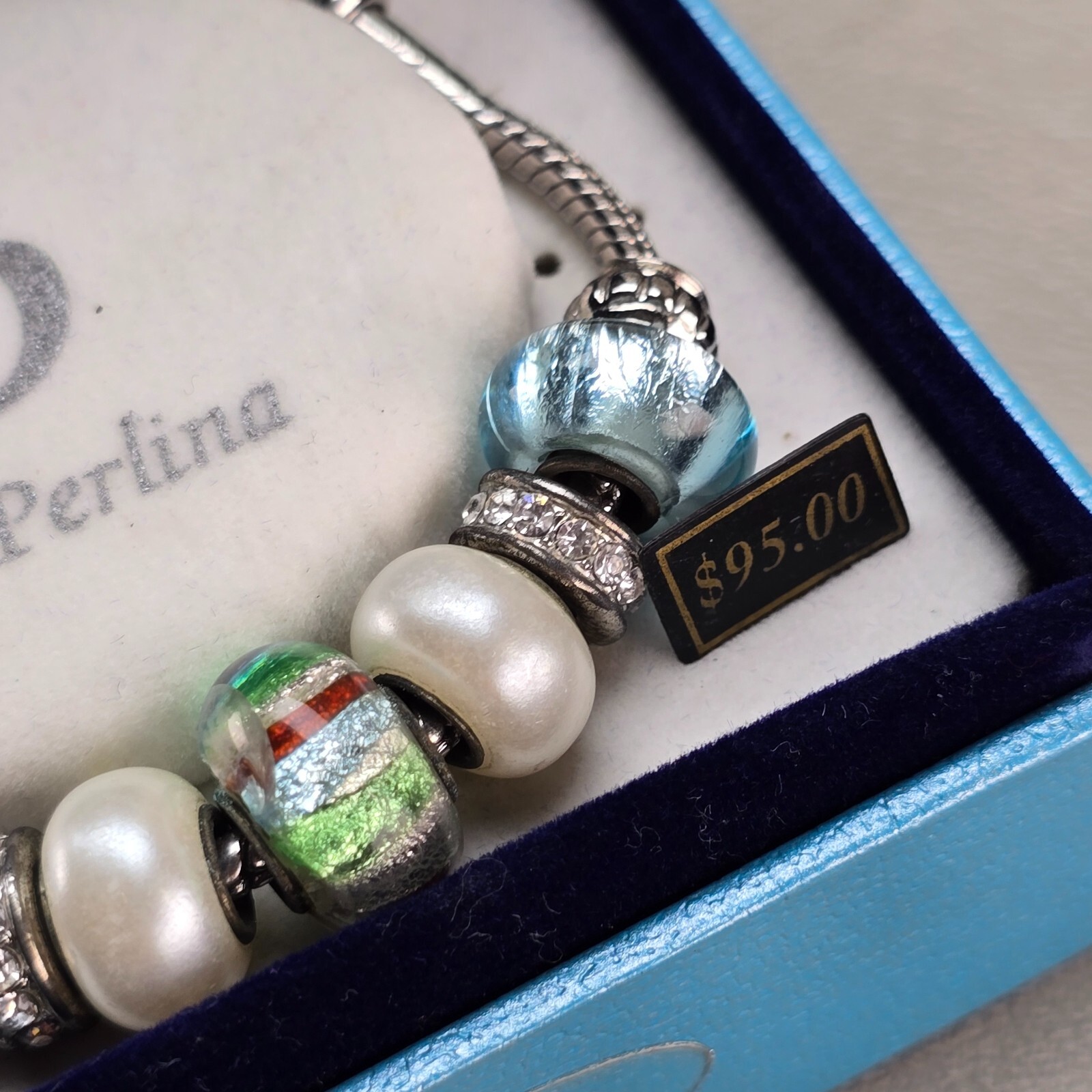 Bella Perlina Bracelet Rhinestones Blue Iridescent NEW