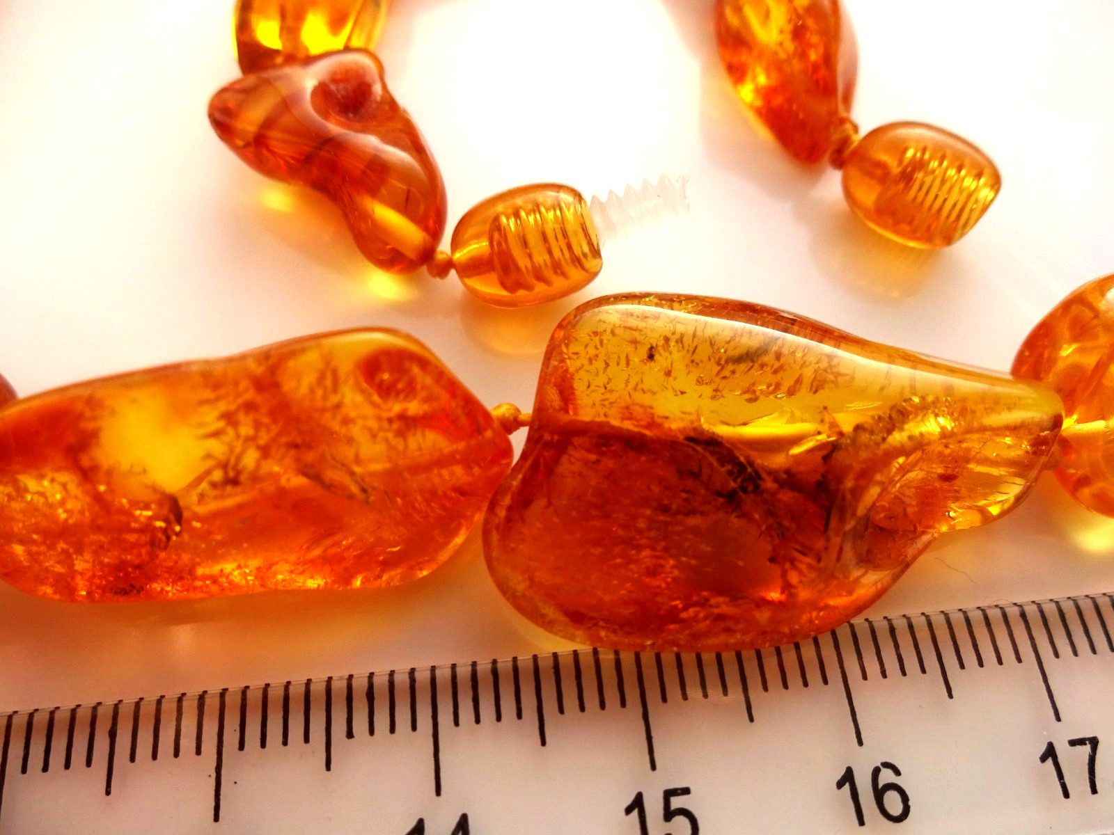 Natural Amber Bead Necklace – Baltic Style – Honey Color 17.7” 45cm