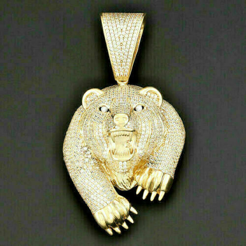 Tester Pass Moissanite 3.50Ct Round Cut Bear Head Pendant 925 Sterling Silver