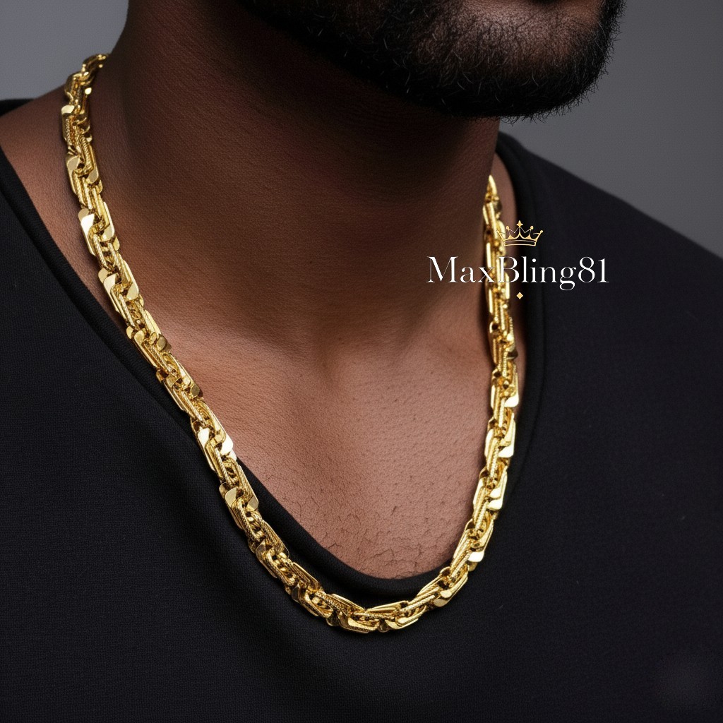 High-End Brass 14K Stamped 8mm 9″ 24″ 30″ Thick Square Rope Chain Bling Necklace