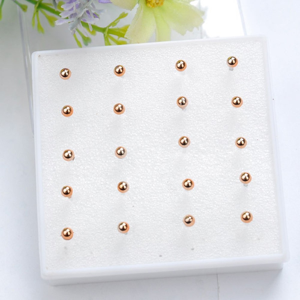 Small Stud Earrings Round Plain 10 Pairs Silver Ladies Ball Bead Ear Elegant 3mm