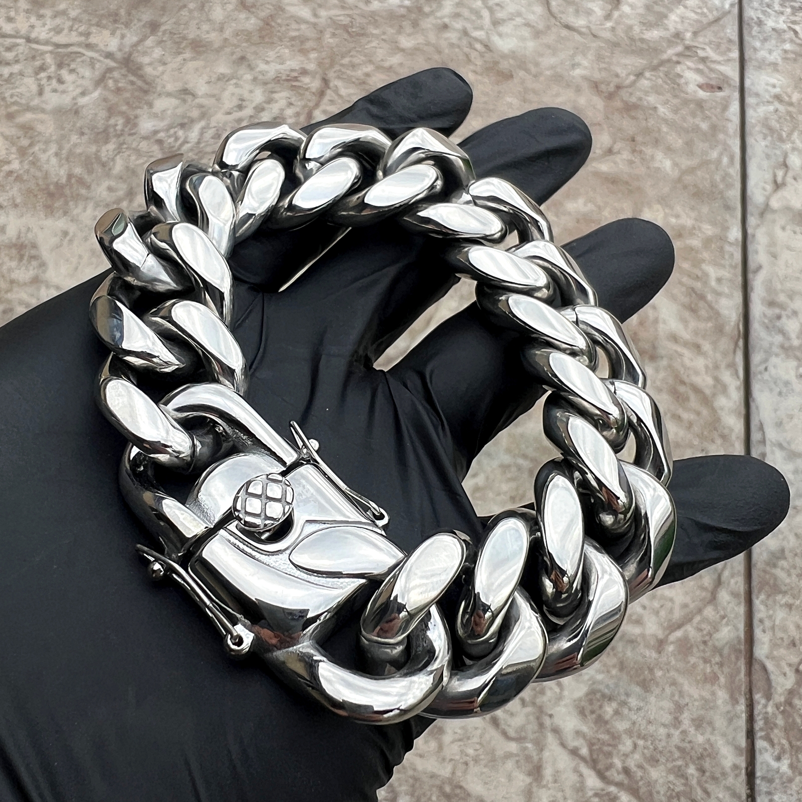 Men 316L Stainless Steel Miami Cuban Link Heavy Hip Hop Bracelet 22MM Thick 9.5″