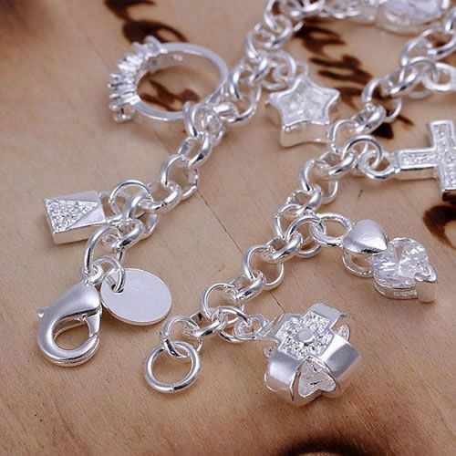 925 Sterling Silver Charm Bracelet – US SELLER – FAST FREE US SHIPPING –