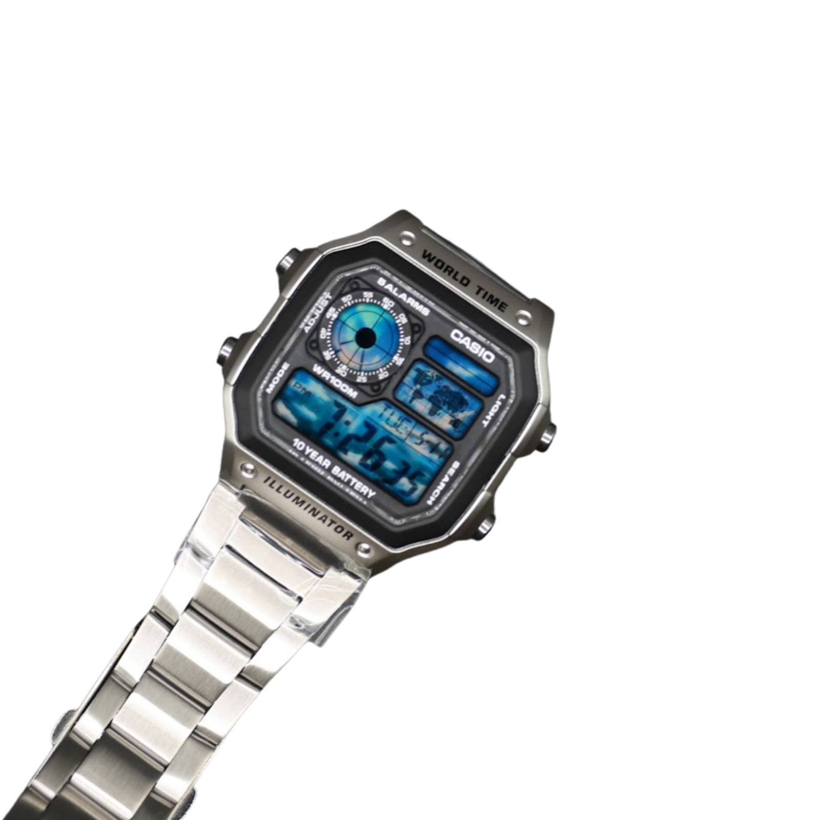 CASIO AE-1200WHD Royale World Time Watch Mod Arctic Ocean Display