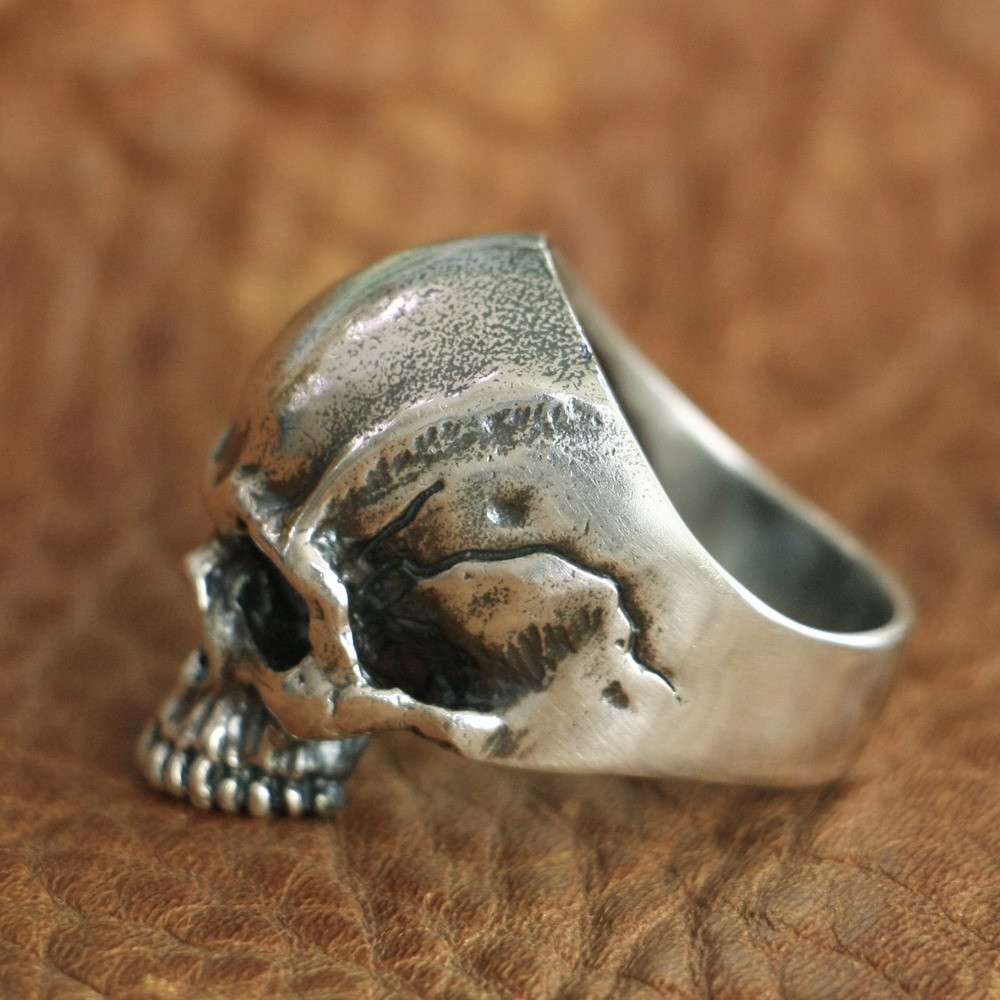 925 Sterling Silver Details Skull Ring Biker Punk Jewelry TA102A US Size 7~15
