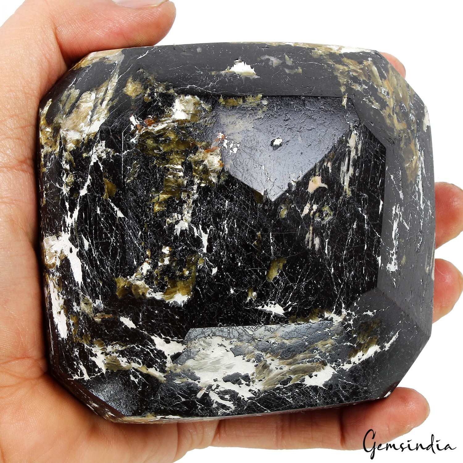 1.1 Kg Natural Black Tourmaline Collectors’ Grade Untreated Emerald Cut Gemstone