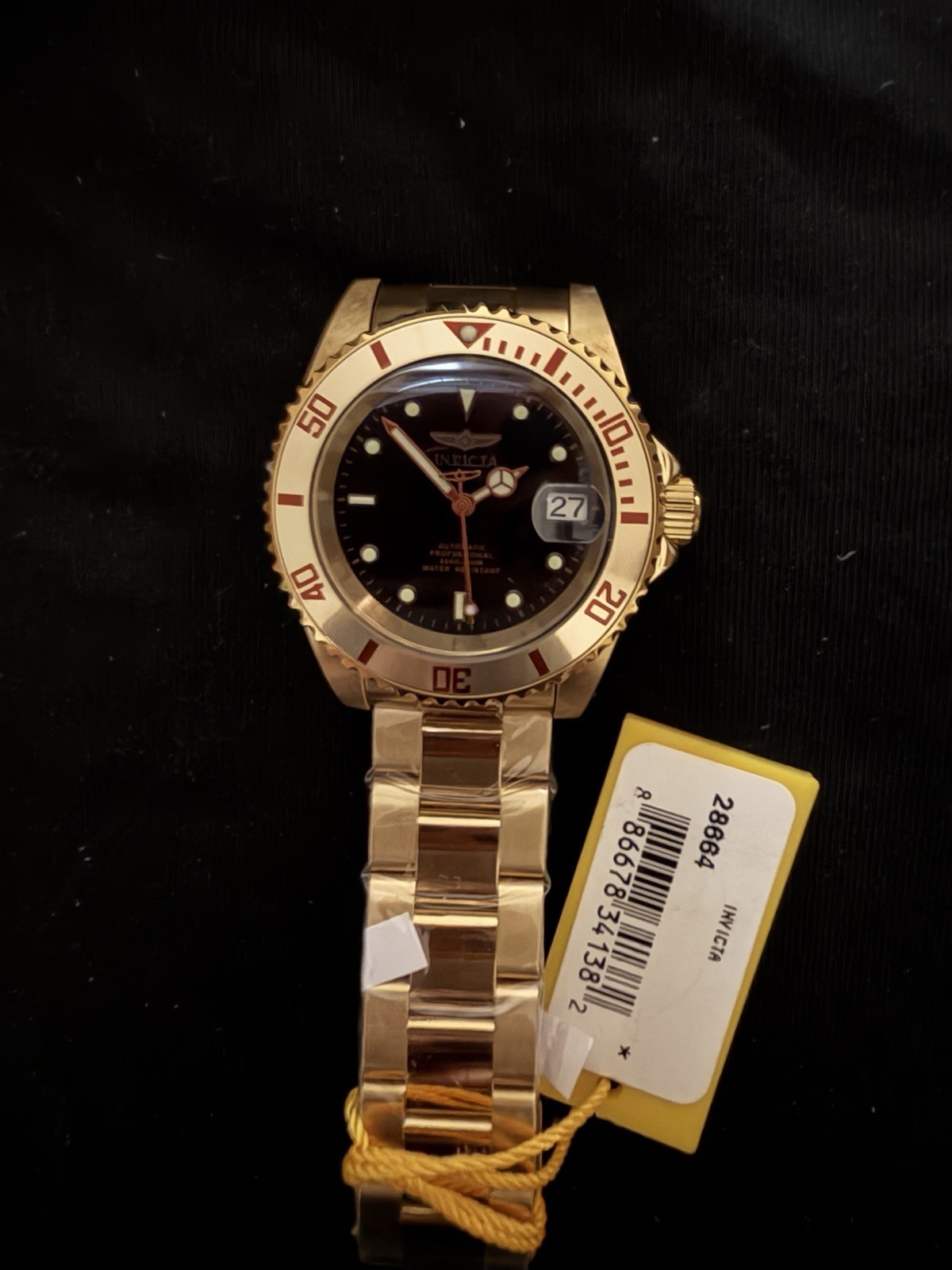 Invicta Pro Diver Men’s Automatic 40mm Black Dial Gold Tone 200m Date Watch