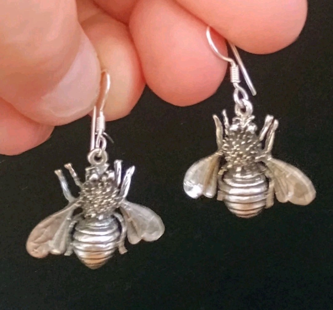 Taxco Bumblebee Honey Bee Insect Dangle Earrings 9.5+g 925 Sterling Silver