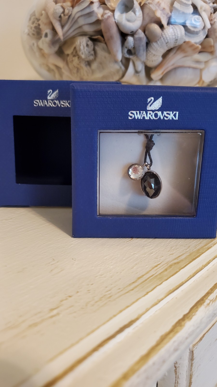 NEW Swarovski Vanilla Crystal Necklace Mini Jet Charm 38 CM – 5038890