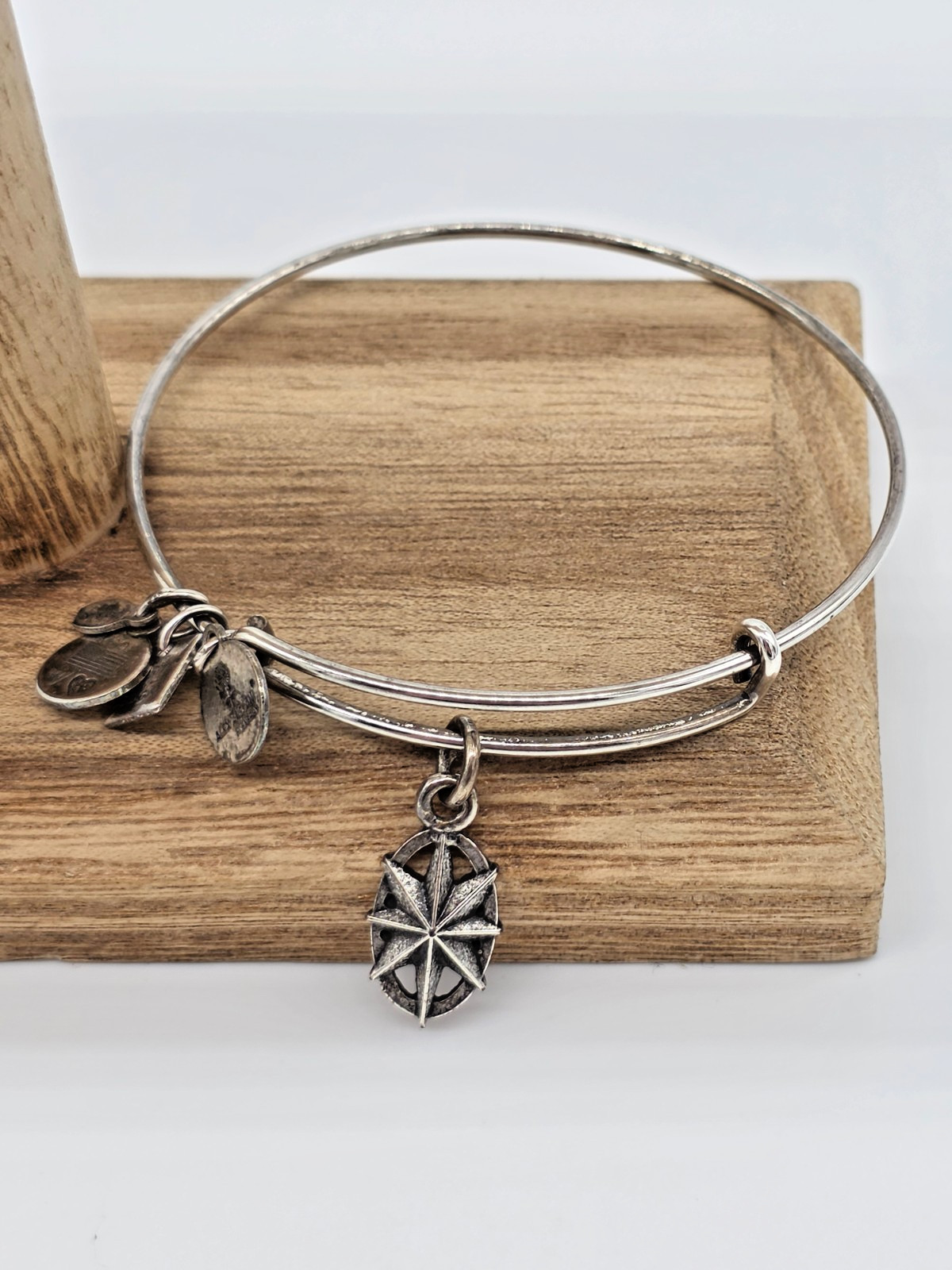 Alex and Ani NORTH STAR Rafaelian Silver Charm Bangle Bracelet – Expandable